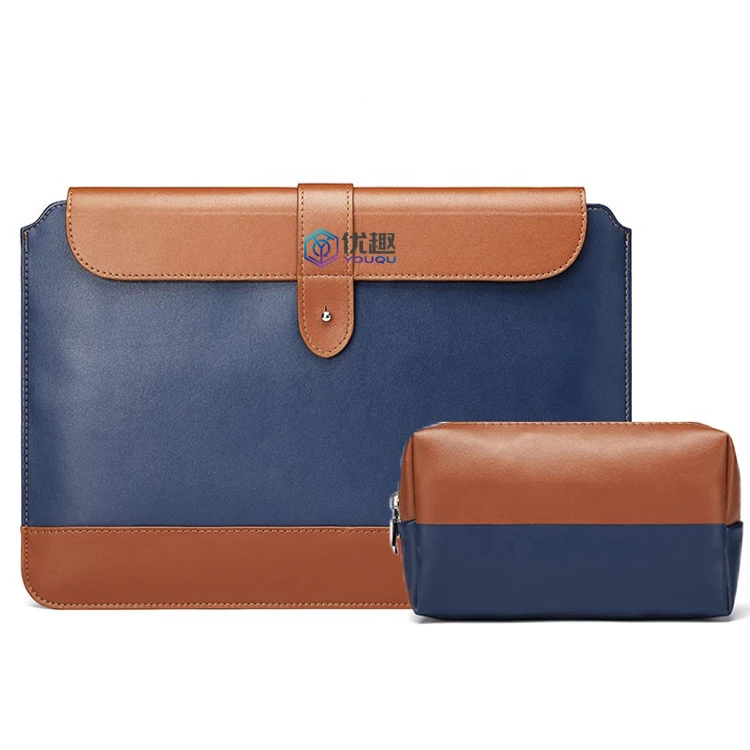 Portable Mixed Color Custom 2 Pcs A Set Storage Bag Leather Case Power Storage For Macbook Bag
