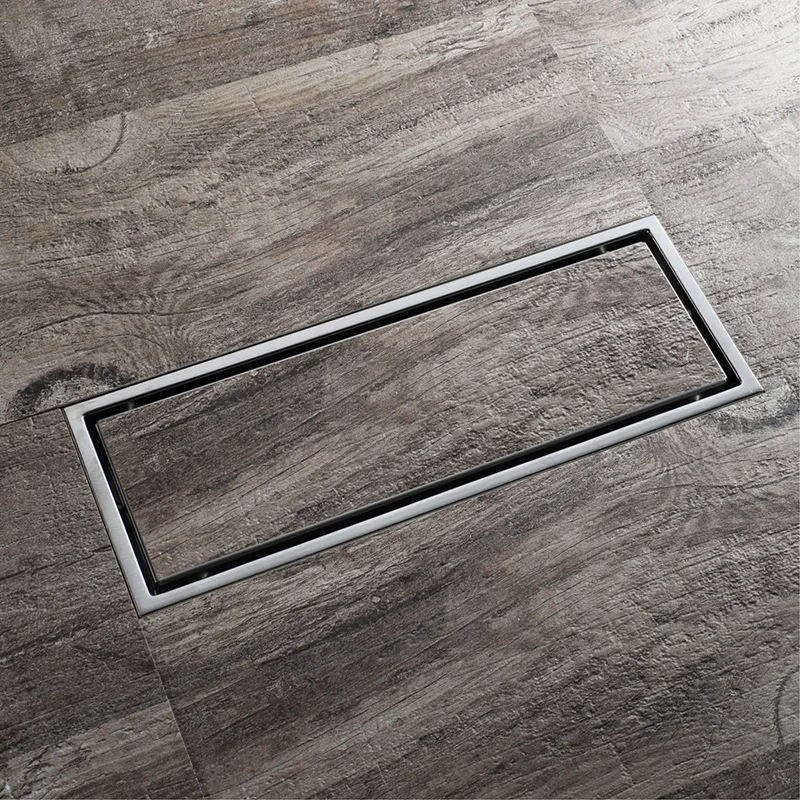 Modern Long Linear Concealed Invisible Tile Insert Bathroom Drainage Floor Drain New Style SUS304 Stainless Steel Polished