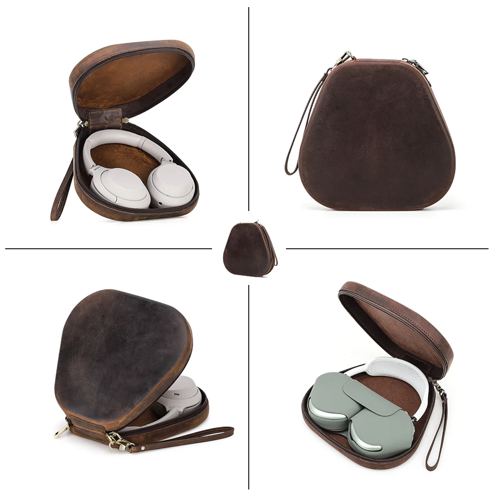 Low MOQ Custom Leather Cover Case for Airpods Max for SONY WH-1000XM4 Portable Travel Carrying Earphone Headphone Cases Model CF