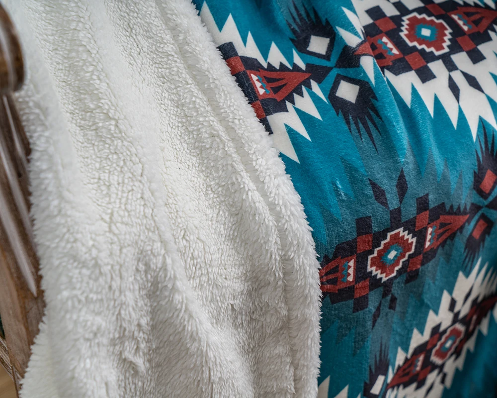 horizon rustic aztec native american design sherpa blanket
