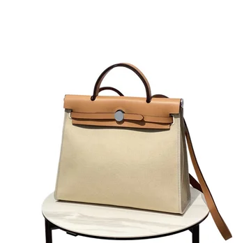 Canvas College Style 31cm Ladies Genuine Leather Shoulder Bag Women Luxury  Fashion High Quality Handbags