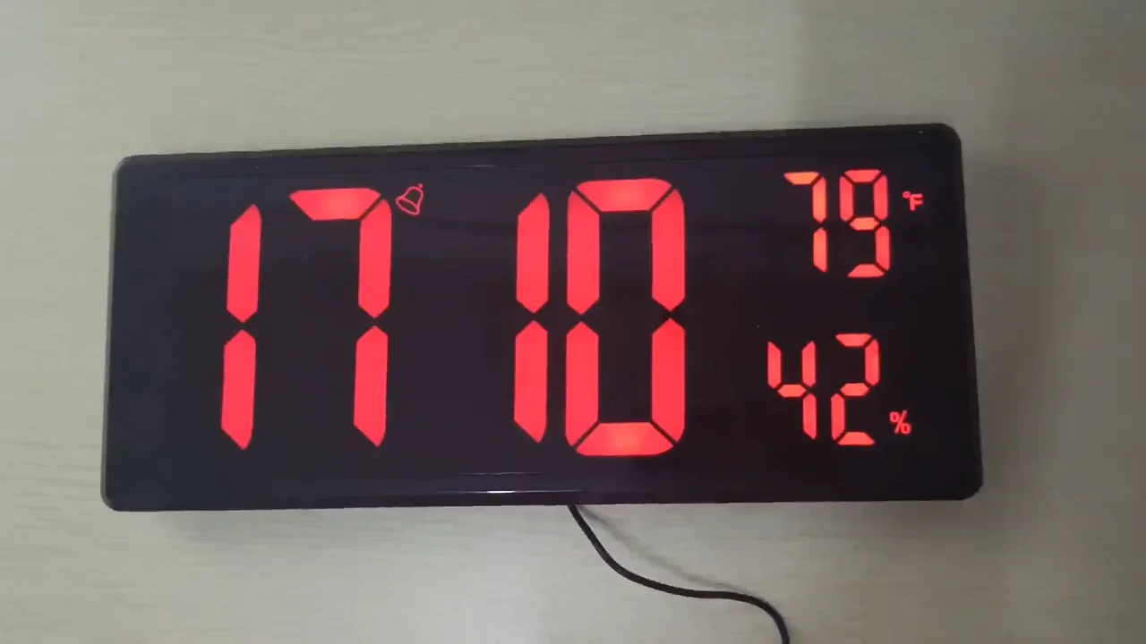 Oversize Large Digital Led Wall Clocks With Indoor Temperature Humidity