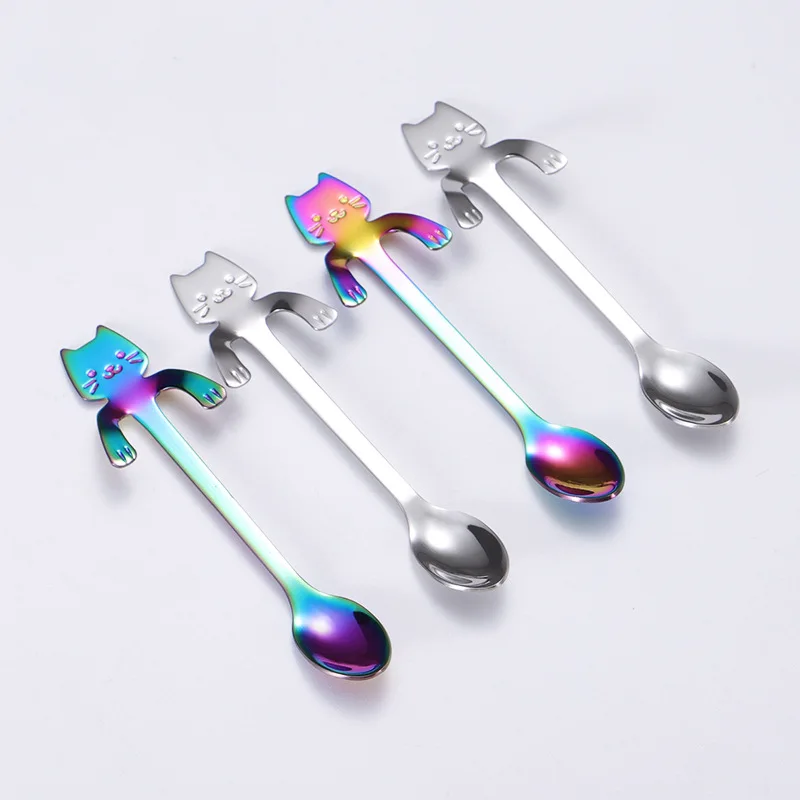 Multicolor02 NewKelly 2Pcs Colorful Long Handle Spoon Flatware Coffee Drinking Tools Kitchen Gadget 