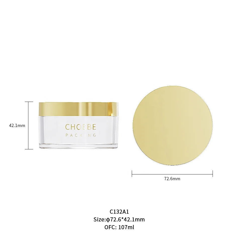 Luxury 50ml & 107ml Cosmetic Jar Bottle with Gold Lid Hot Stamping Olive Oil for Skin Care Serum