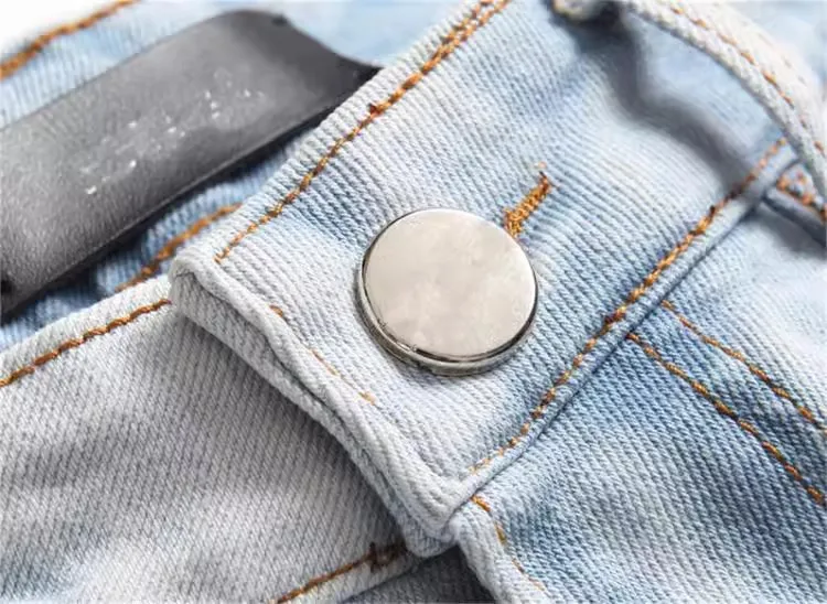 फैशन और स्ट्रीटवियर के लिए पुरुषों के जींस, नीले रंग के पेंट प्रिंटेड जींस, पुरुषों के हिप हॉप पैंट्स, पंक शैली के जींस