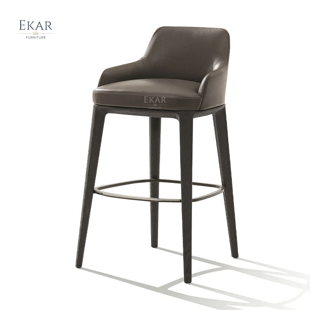 Metal Frame Bar Stool with Genuine Leather Seat - Sleek Style and Exceptional Comfort factory