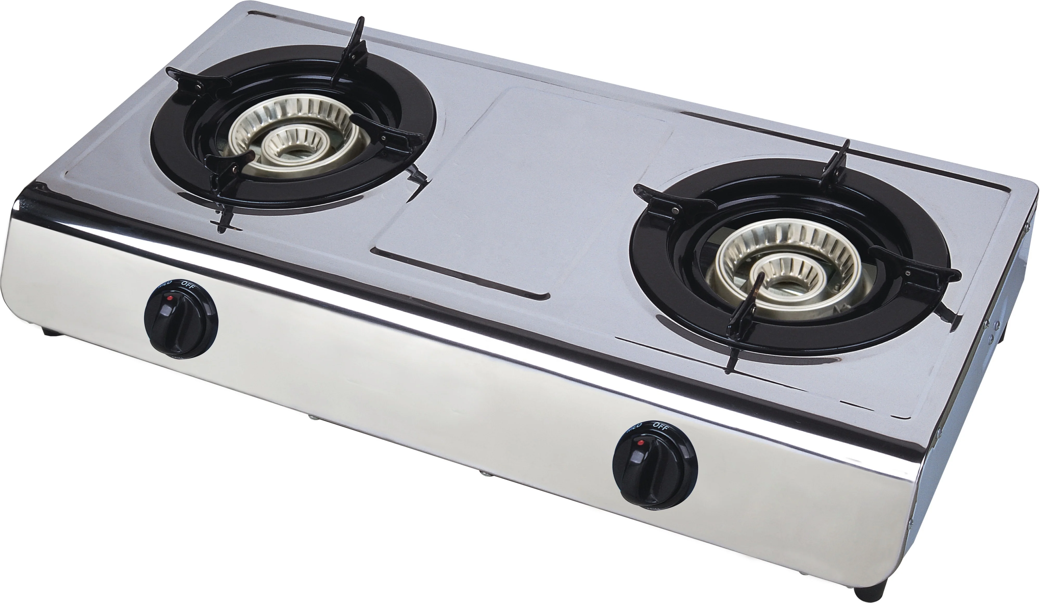 Xunda China Stainless Steel 2 Burner Gas Cooker Wok Industrial Table Top Gas Stove for Home