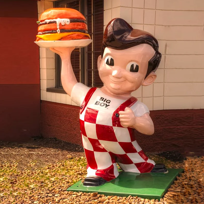 特注のファイバーグラス製ビッグボーイレストラン像、ハンバーガー