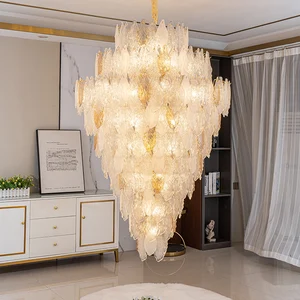 French Romantic Modern Designer 3D Printed Large Glass Crystal Chandelier Luxury Warm White Middle Fashion Style Pendant Lights