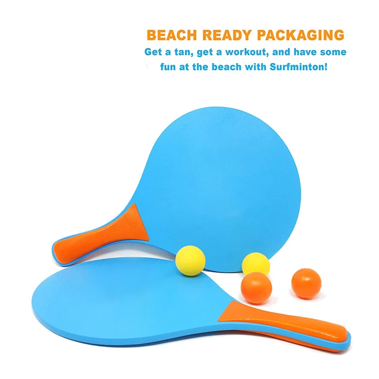 Customized Pattern Set Comes with 2 Wooden Paddles Game Beach Rackets ...