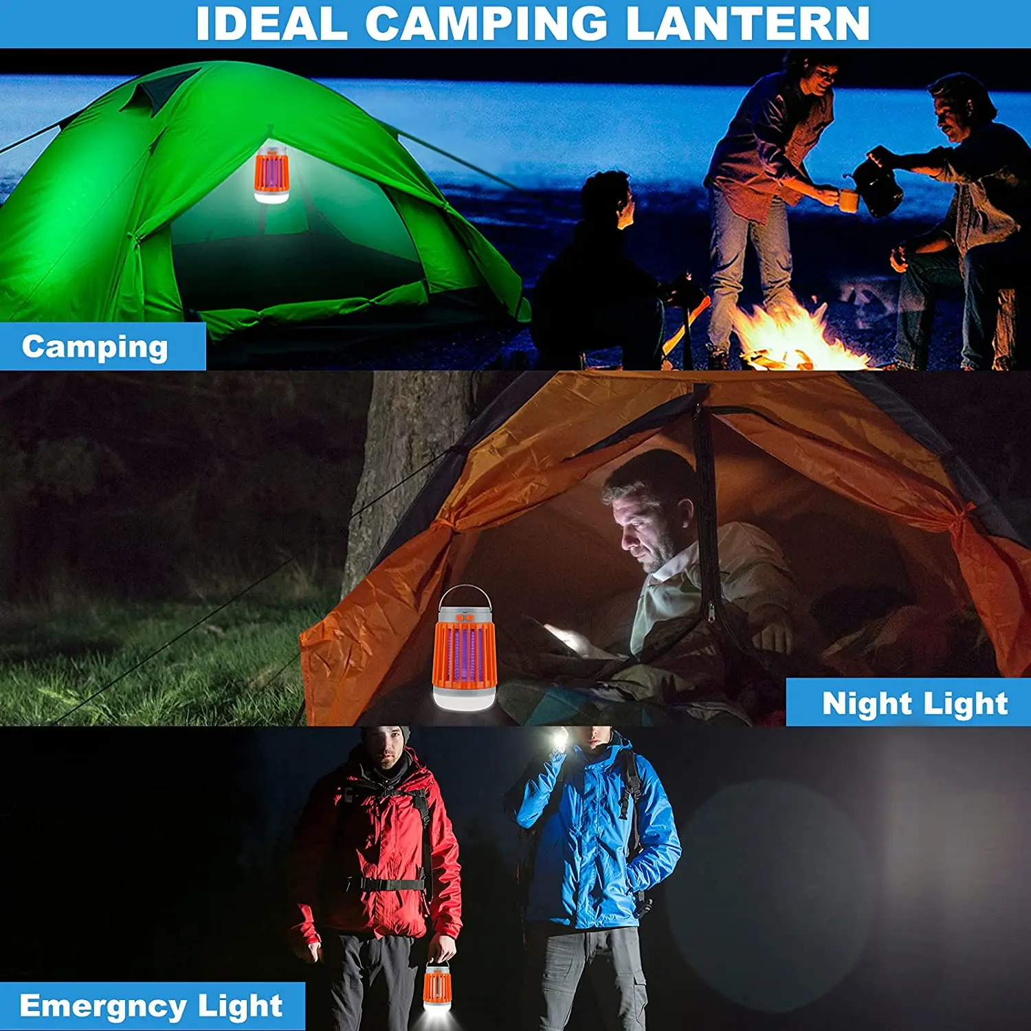 3 In1 Multi-functional Waterproof Portable Solar Usb Rechargeable Bug Zapper Camping Lamp Flashlight Led Light Tent Lantern supplier