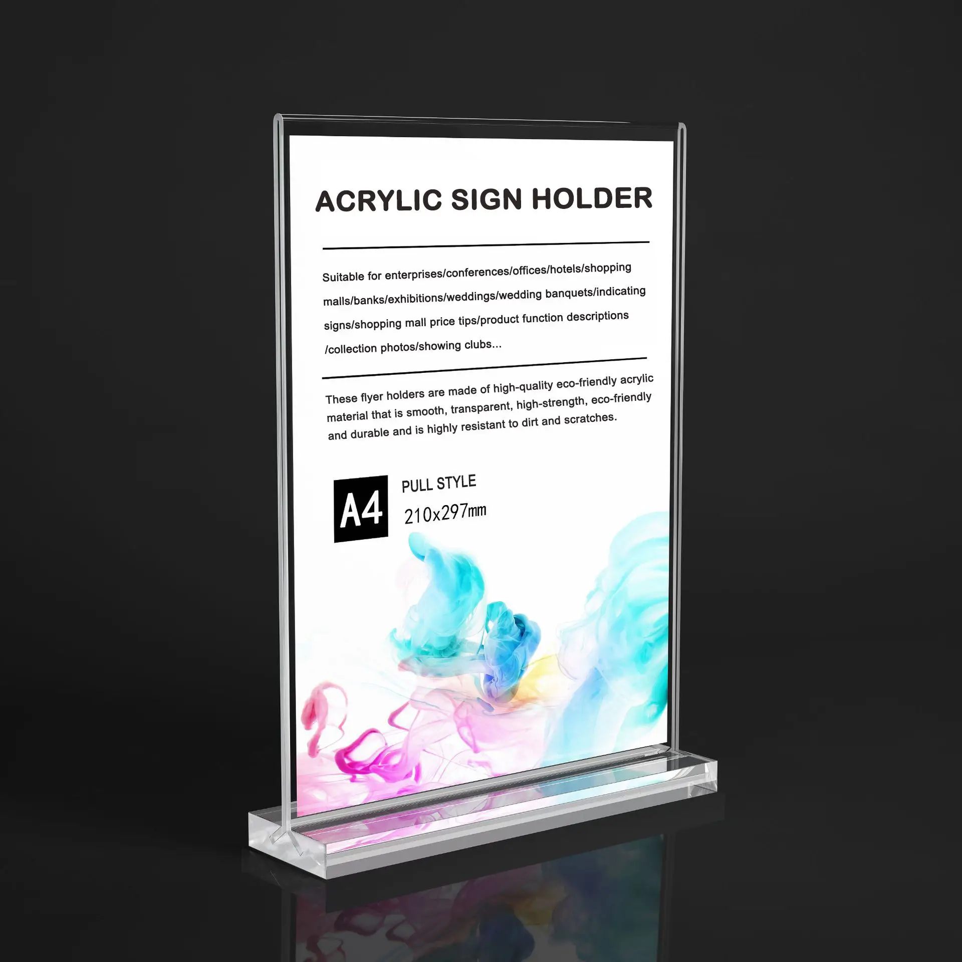 Acrylic Sign Holder 8.5x11 Inch Vertical T Shape Horizontal And