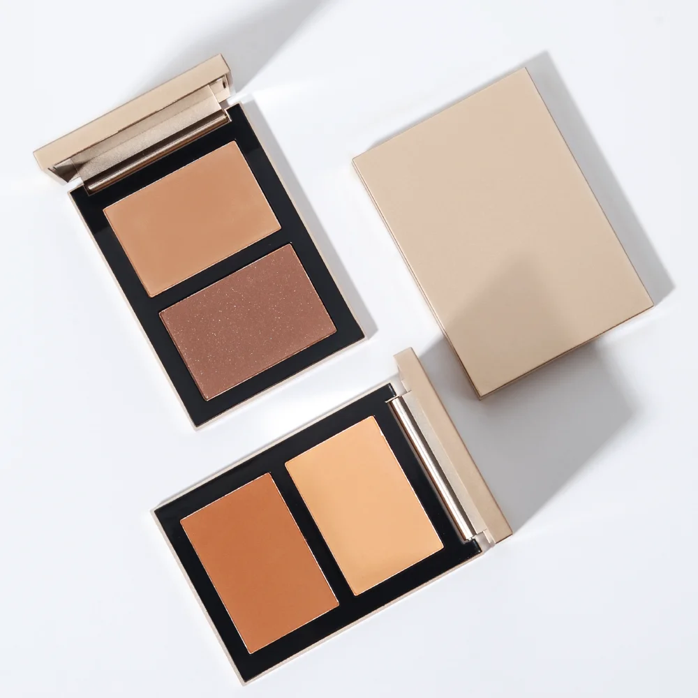 private label face pressed contour blush highlighter and bronzer and blush palette powder make up