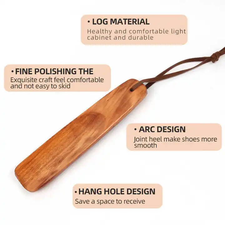 Chausse-Pied En Bois Long Manche 32cm - Avec Corde De Suspension - Confortable Pour Seniors