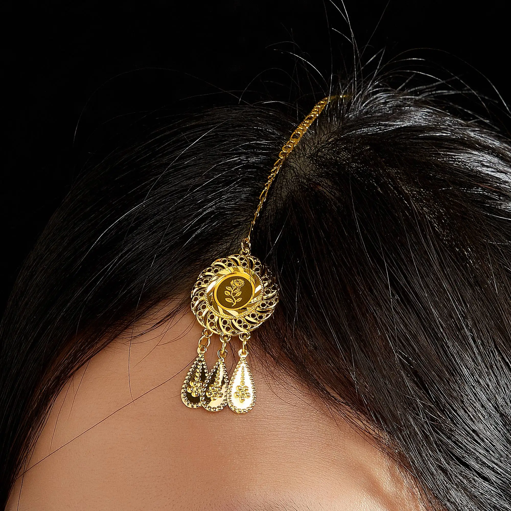 Aesthetic Handmade Gold Plated Copper Fashion Head Jewelry Chain Headdress Chain Stylish Hair Chain Yiyi for Unisex Engagement