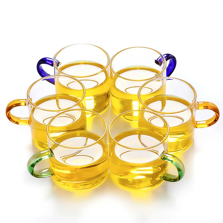 80ml Factory Customized High Quality Water Cup With Handle Colored Home Office Drinking Small Glass Coffee Mug
