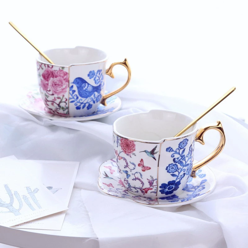 popular unique porcelain coffee/tea cup and saucer with gold rim