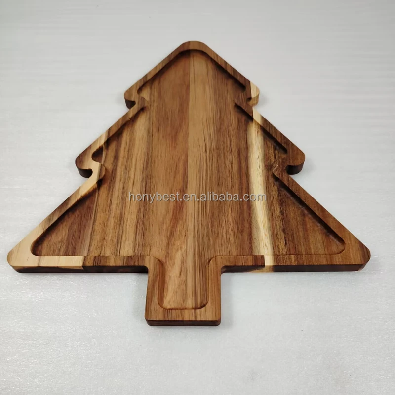 Natural Wooden Christmas Tree Serving Tray Charcuterie Board Christmas