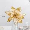 Fleurs de Noël à paillettes dorées de 8,27 pouces