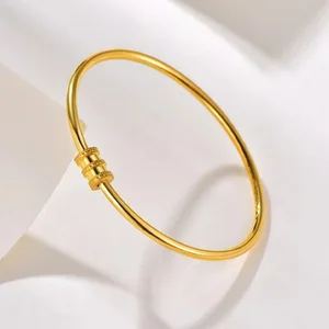 2026 New Women's Sand Gold 18K Gold Plated Cuff Bracelet with Coil Opening Trendy Gift for Bracelet Lovers