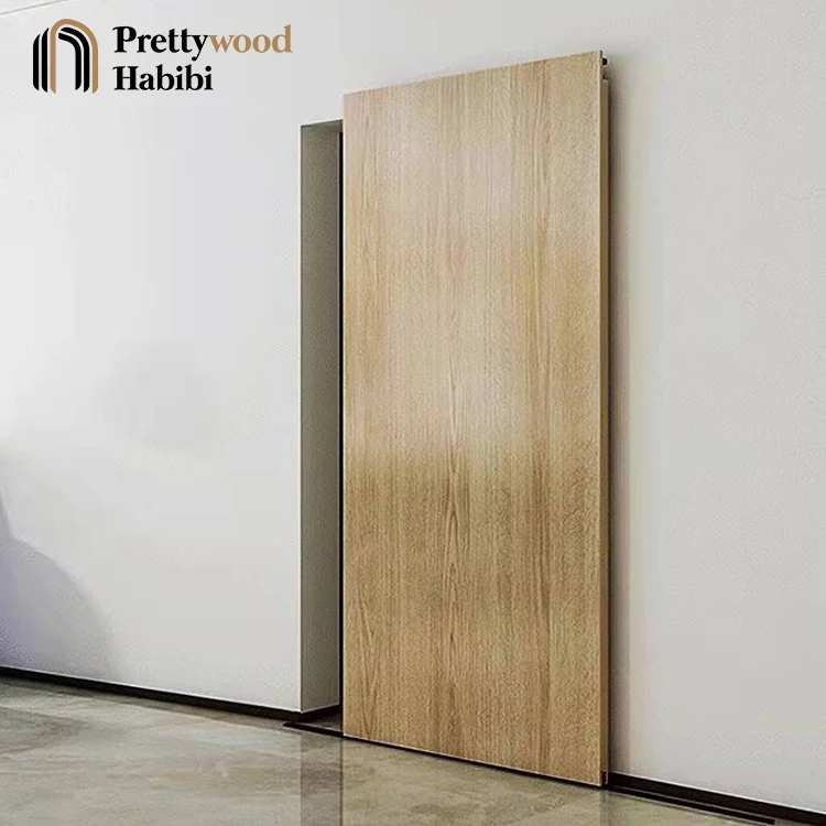 Prettywood Luxury Modern Noiseless Hardware Sliding Wooden Interior Frameless Barn Doors