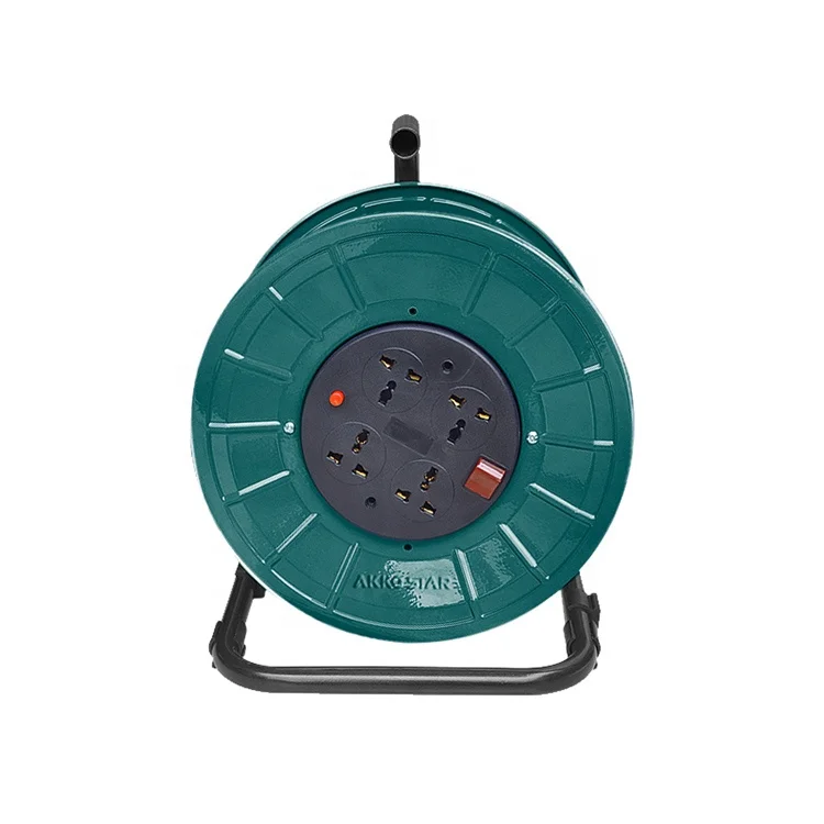 AKKO STAR Heavy Duty Industrial Electric Extension Cord Cable Reel 4 Outlet Sockets with 25m Cable