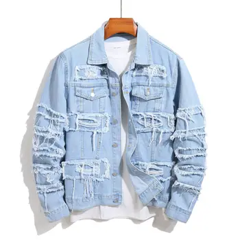 2024 new design spring and autumn new denim jacket men's trendy customization LOGO street youth slim fit coat casual jacket top