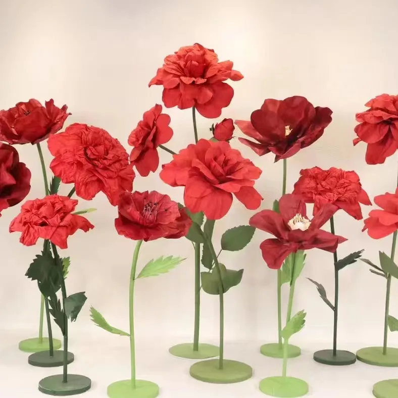 High Quality Luxury Giant Artificial Flowers Paper Flower Silk Giant