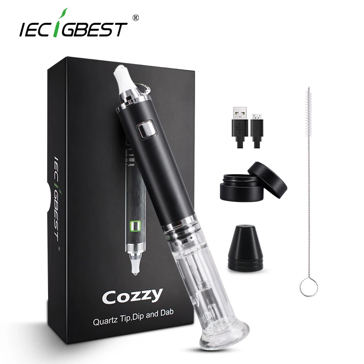
Rainbow black color high quality portable dip&dab pen Cozzy dab rig with mini water glass bubbler and quartz tip for dab 