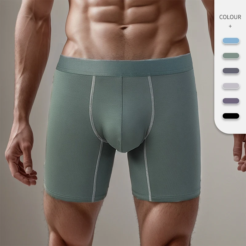Maxesc Micro Modal Padded Woven Boxing Boxer Briefs Shorts Long Leg Satin Sexy Male Men's Underwear with Custom Logo OEM ODM