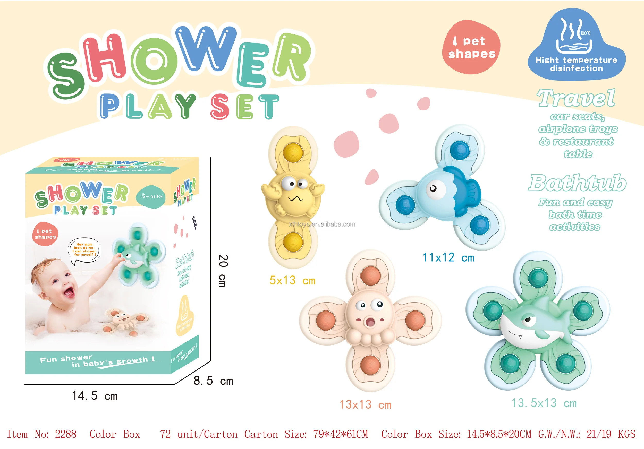 2023 Trend Toys 4pcs Baby Spinning Top Sucker Bebe Juguetes 0 12 24