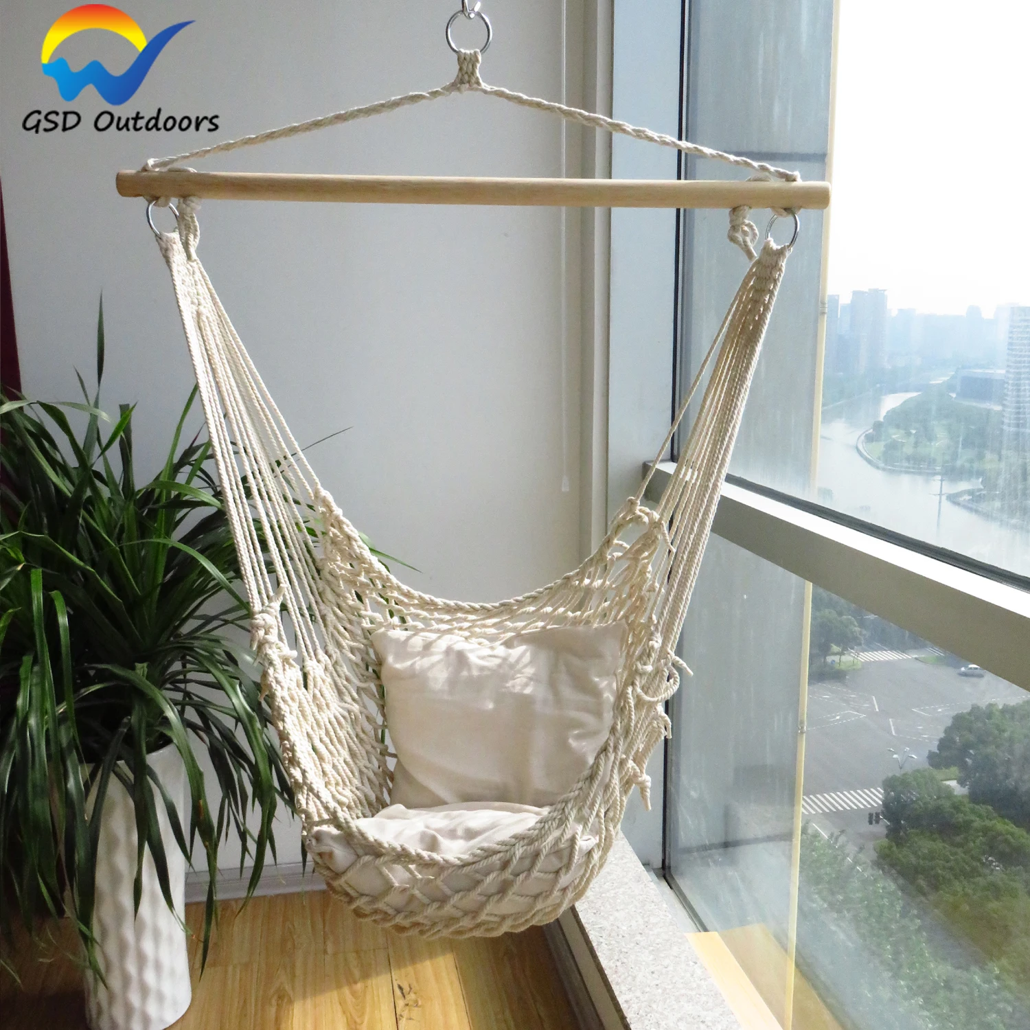 Chair Hammock Indoor Outdoor Use Rope Construction Cotton