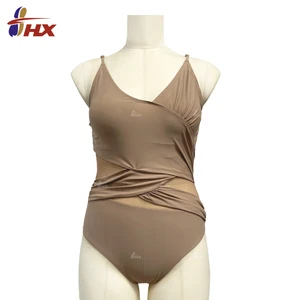Custom 82% Nylon 18% Spandex 180g Sexy One-piece Swimsuit Tummy Control Cutout High Waisted Women's Mesh 1 Piece