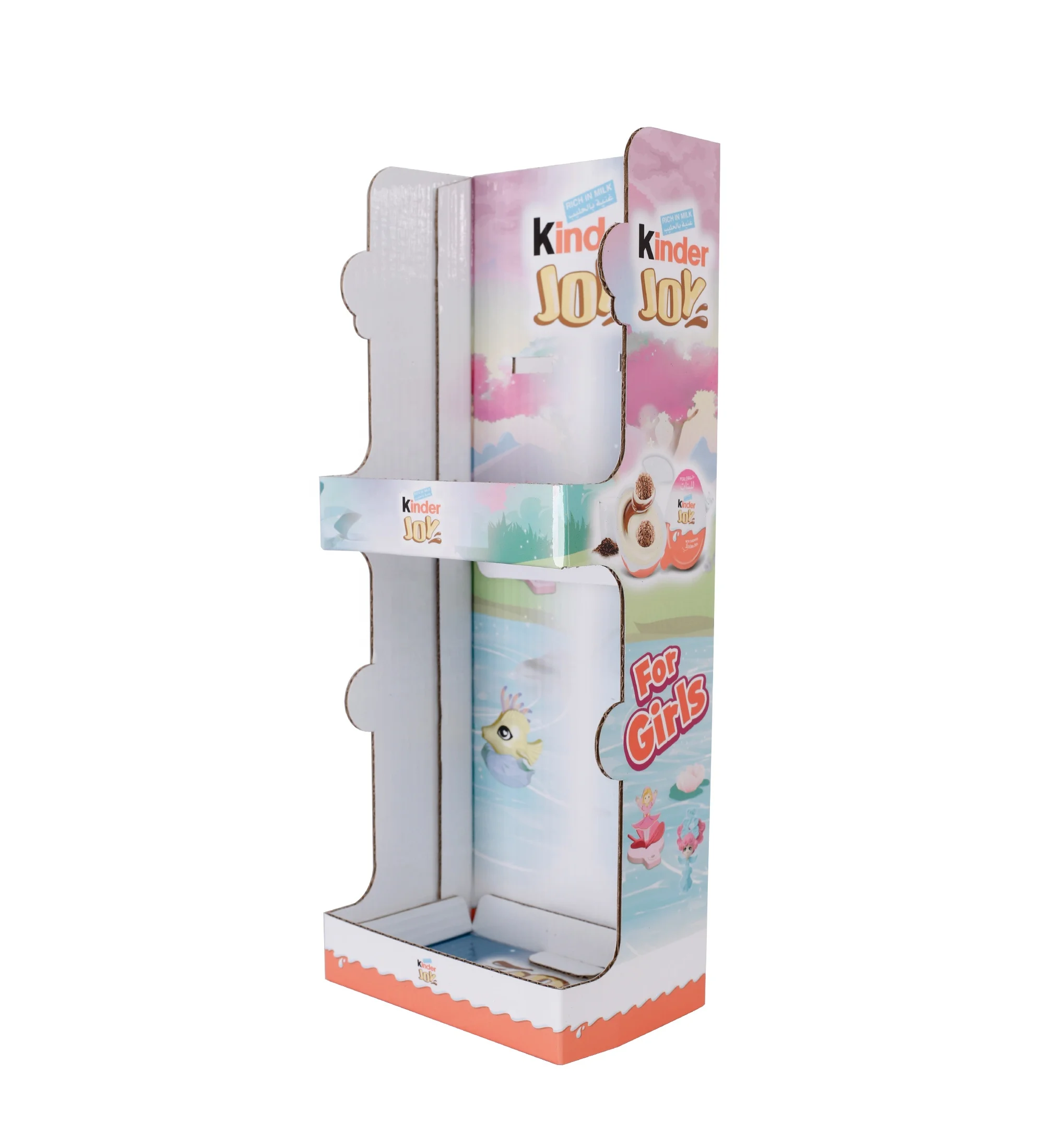 Cardboard Display Stand for Promotion of Chocolate Kinder Joy for Girls