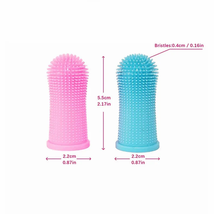 360 Degrees Full Surround Bristles Silicone Pet Finger Toothbrush Dog ...