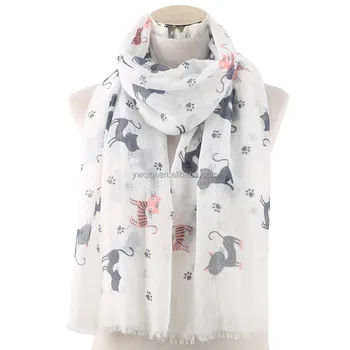 Printing scarves for women female spring summer poliester animal cat printing shawl scarves