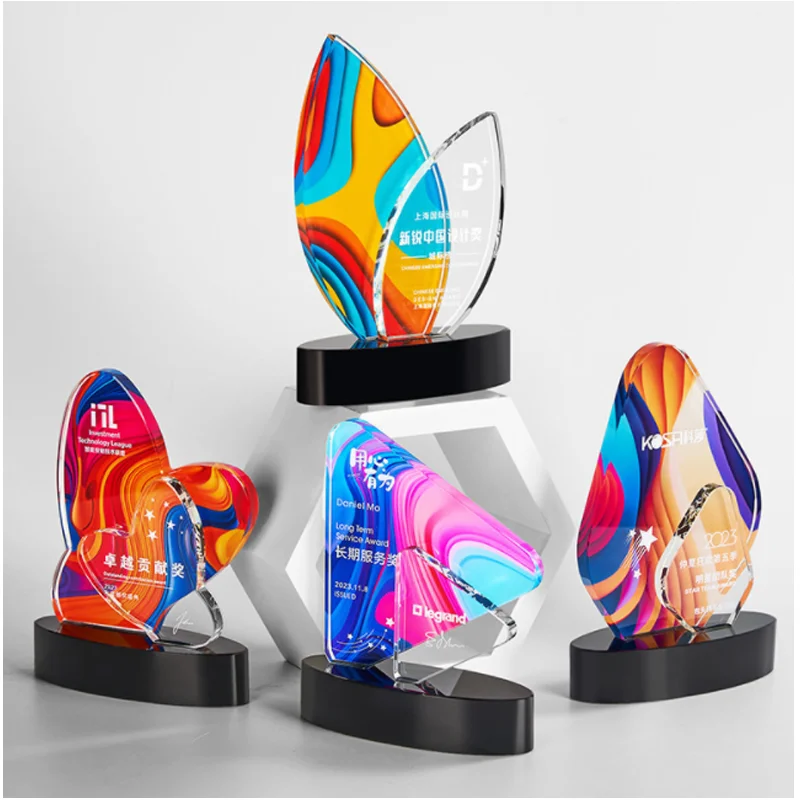 product shining crystal crafts customized colorful printing k9 glass trophy business plaque award office decoration-36