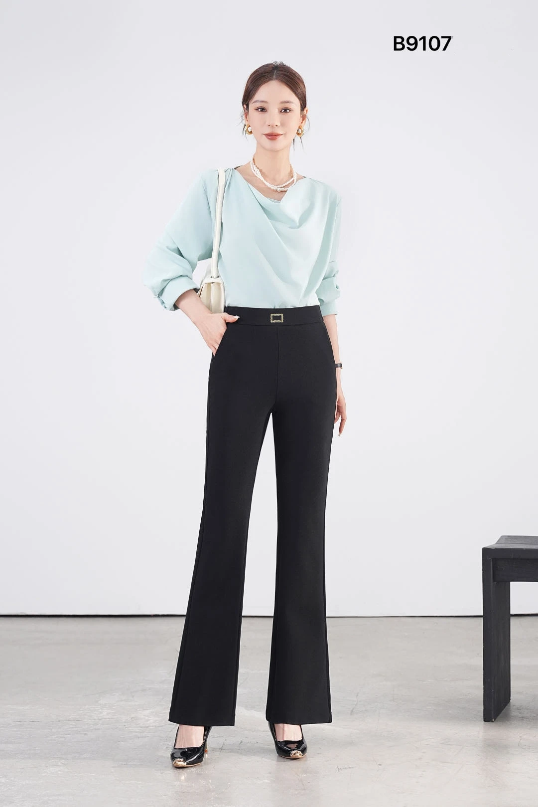2025 Autumn-Winter Collection - New Loose Straight High-Waist Casual Pants in Size - Slim Fit Design with Solid Pattern
