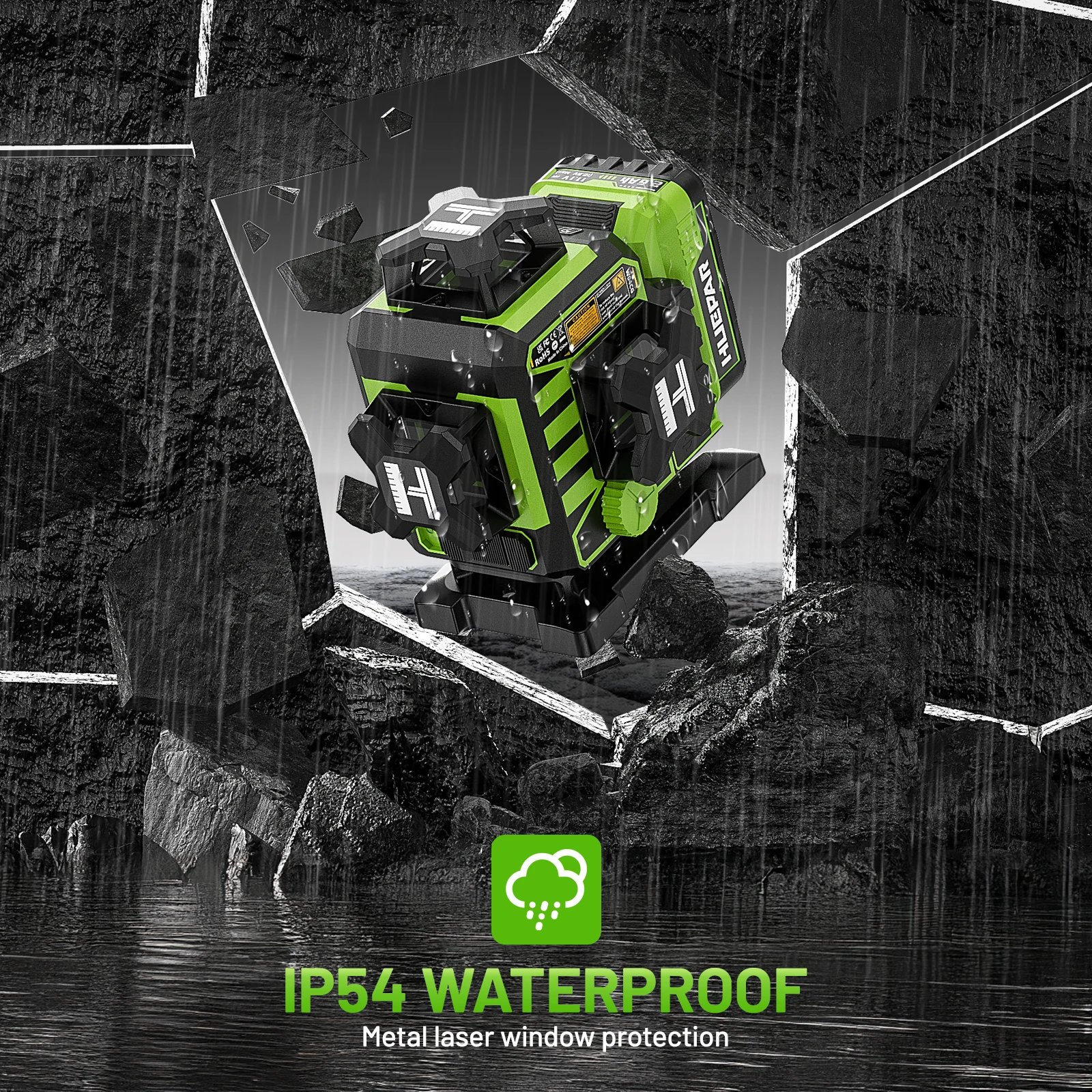 レベル機 Huepar W04CG16グリーンライン回転レーザーグレードレベル屋外壁測量