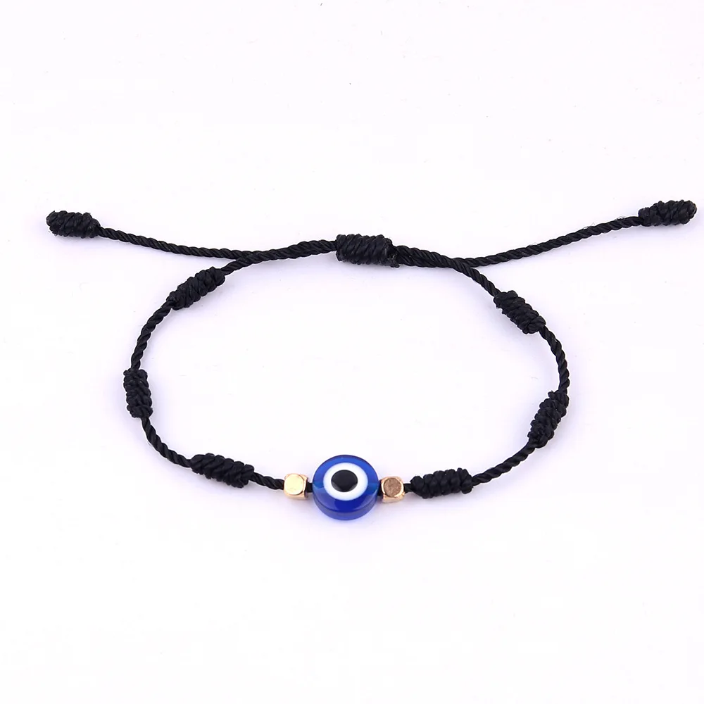New Arrival Red String 7 Knot Blue Evil  Eyes Bracelet Handmade Black Rope Woven Blue Evil Eyes Bracelet for Women