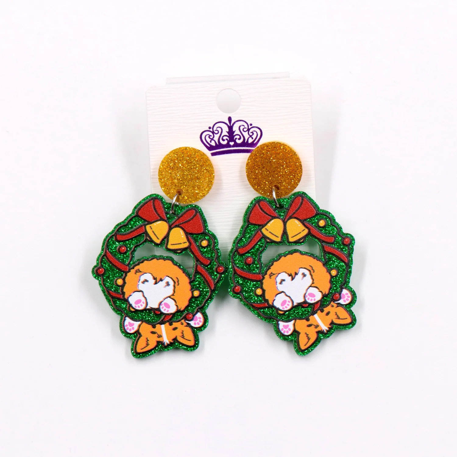 MD141ER1300 1pair New product CN Drop Corgi cute christmas Acrylic earrings Jewelry for women