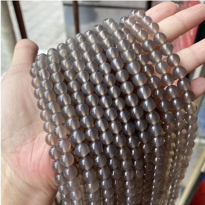 Natural Stone Loose Beads Wholesale Cheap Natural Gray Agate 4/6/8/10mm in Stock
