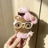 Gafas blancas té con leche kt-cuero rosa-10cm-hebilla forma corazón