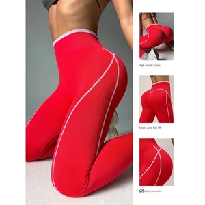 Under Lulu Custom Striped Contrast Women's High Elastic Hip-lifting Quick-drying High Waist Ankle-Length Yoga Pants for Running
