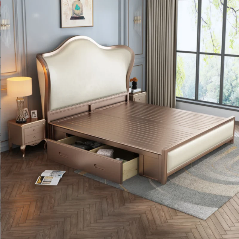 Italian Light Luxury Solid Wood King Big Bed Wedding Bed Queen Bed