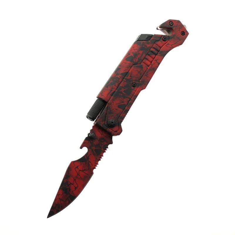 Camouflage Finish Multi Functional Folding Survival Knife with Fire Starter