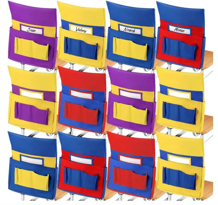 Wholesale Chairback Buddy Pocket Chart Yellow Classrooms Student Chair Pockets Elastic Classroom