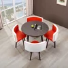 Red and white leather four chairs for a table