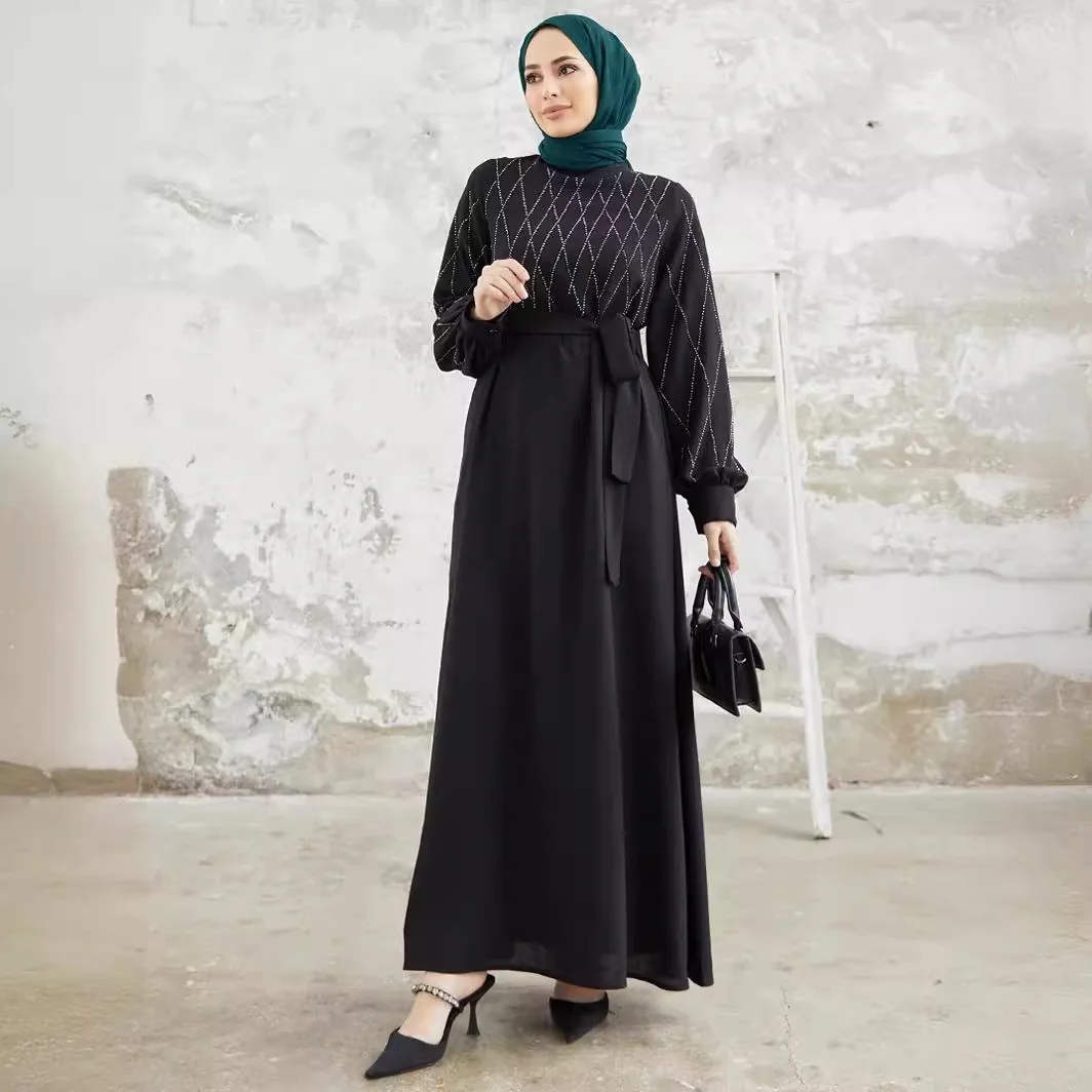 arab loose dress Muslim V-Neck Robe Party Rope Embroidery Beadwork Loose Dress Islamic Turkish Arab European American Long Middle East Embroidered Dress Dubai Turkish Abaya - Muslim Islamic Clothing and Muslim Dress price