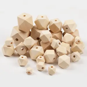 Raw Wood Color Octagonal Beads Hevea Wood Beads Polygonal Beads Loose Beads DIY Jewelry Accessories Rooftop Wholesale Pendant